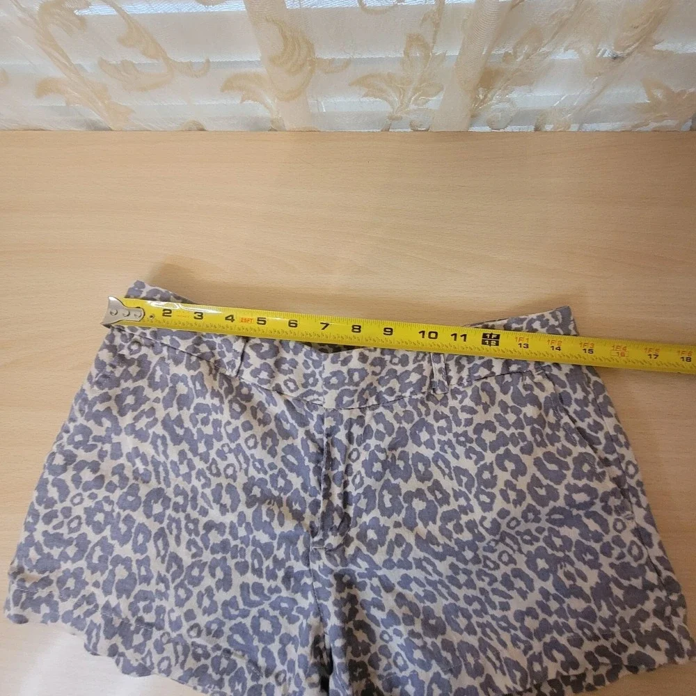 Cynthia Rowley Animal Print Chino Shorts Grey Cream Leopard 3